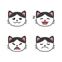 conjunto de caras de gatos mostrando emoções diferentes vetor