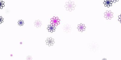 padrão de doodle de vetor rosa roxo claro com flores