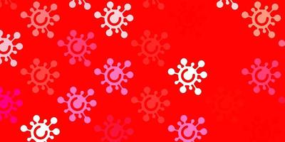 padrão de vetor vermelho claro com elementos de coronavírus