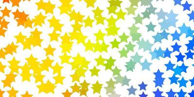 fundo vector azul claro amarelo com estrelas pequenas e grandes ilustração colorida em estilo abstrato com padrão de estrelas gradiente para livretos de anúncio de ano novo