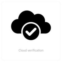 nuvem verificação e nuvem Informática ícone conceito vetor