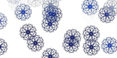 padrão de doodle de vetor azul claro com flores