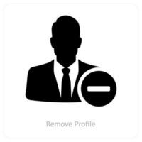 retirar perfil e excluir perfil ícone conceito vetor