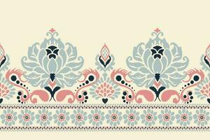 ikat floral paisley bordado em creme plano de fundo.ikat étnico orintal padronizar tradicional.asteca estilo abstrato vetor ilustração.design para textura,tecido,vestuário,embrulho,decoração,canga,cachecol