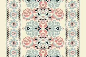 ikat floral paisley bordado em creme plano de fundo.ikat étnico orintal padronizar tradicional.asteca estilo abstrato vetor ilustração.design para textura,tecido,vestuário,embrulho,decoração,cachecol,tapete