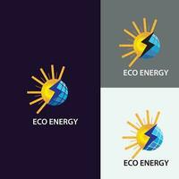 vetor Sol solar energia logotipo Projeto modelo. eco energia logotipo desenhos