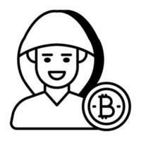uma criativo Projeto ícone do bitcoin hacker vetor