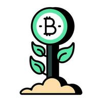 bitcoin plantar crescimento ícone dentro editável Projeto vetor
