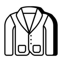 roupa masculina cheio manga camisa, linear Projeto ícone do vestuário vetor