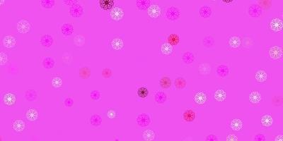 padrão de doodle de vetor rosa roxo claro com flores