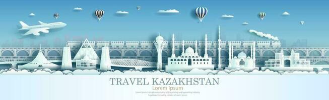 Cazaquistão arquitetura viagem marcos do Astana e nur-sultan famoso e popular. vetor