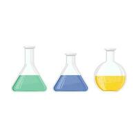 conjunto do químico artigos de vidro frasco em branco fundo, vetor ilustração