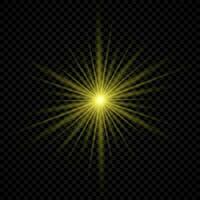 efeito de luz de reflexos de lente. luzes brilhantes amarelas efeitos starburst com brilhos vetor