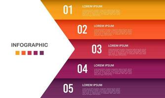 o negócio apresentação com 5 passos para sucesso modelo. vetor ilustração.