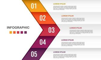 infográfico Setas; flechas 5 passos para sucesso. o negócio apresentação modelo. vetor ilustração.