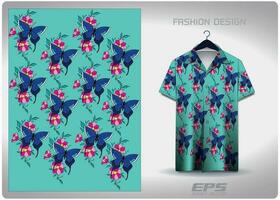 vetor havaiano camisa fundo imagem.flores e borboletas padronizar projeto, ilustração, têxtil fundo para havaiano camisa, camisa havaiano camisa