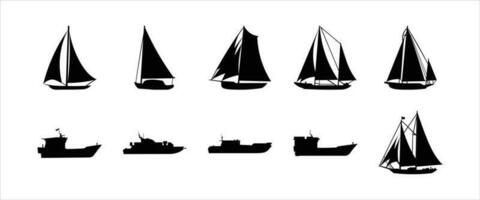 barco silhueta ilustração vetor conjunto
