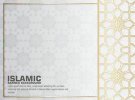fundo branco islâmico com mandala dourada vetor