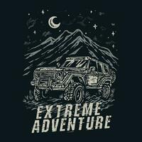 extremo Esportes aventura sujeira carro suv com uma vintage estilo ilustração vetor