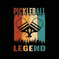 jogador de pickleball engraçado esportes retrô vintage design de camiseta de pickleball vetor