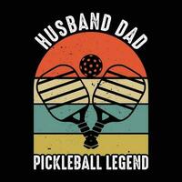 jogador de pickleball engraçado esportes retrô vintage design de camiseta de pickleball vetor