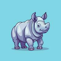 fofa rinoceronte desenho animado mascote personagem com Diversão cor. vetor ilustração