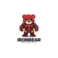 fofa adorável desenho animado Urso girando para dentro uma vermelho robô. ferro robô Urso logotipo mascote vetor ilustração