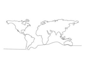 mapa mundo. mundialmente. contínuo 1 linha desenhando do mundo Atlas minimalista vetor ilustração Projeto. simples linha moderno gráfico estilo. mão desenhado gráfico conceito para Educação