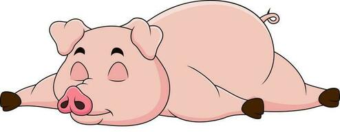 fofa porco mascote desenho animado dormindo. fofa animal mascote ilustração vetor