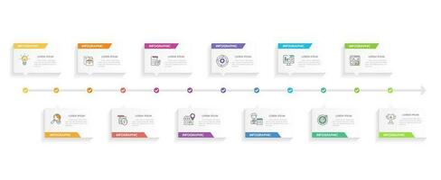 modelo de infográfico para negócios. Calendário de diagrama de linha do tempo moderno de 12 meses com gráfico de Gantt, infográfico de vetor de apresentação.