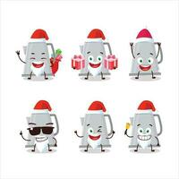 santa claus emoticons com elétrico chaleira desenho animado personagem vetor