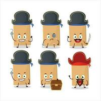 desenho animado personagem do Comida saco com vários piratas emoticons vetor
