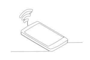 solteiro contínuo linha desenhando do sinal telefone. vintage clássico Móvel telefone para comunicar conceito 1 linha desenhar Projeto gráfico vetor ilustração