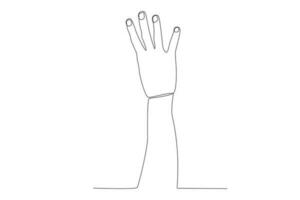 vetor contínuo 1 linha desenhando mão gesto quatro dedo conceito solteiro linha desenhar Projeto vetor gráfico ilustração
