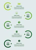 infográfico modelo para apresentações e características dados visualização inclui uma processo gráfico com diagramas, passos, opções. a conceito para marketing através ilustrações para dirigir para sucesso. vetor