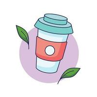 xícara de café reutilizável. estilo de vida sustentável, zero desperdício, conceito ecológico. ilustração vetorial em estilo cartoon. reciclagem, gestão de resíduos, ecologia, sustentabilidade. vetor