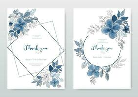 coleção do azul aguarela flor cartão Projeto vetor