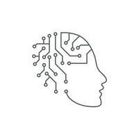 inteligência artificial. abstrato geométrico contorno cabeça humana com placa de circuito. tecnologia e fundo de conceito de engenharia. ilustração vetorial vetor