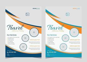 modelo de folheto de viagens. exemplos de panfletos de viagens. idéias de panfleto de viagens. modelo de cartaz de panfleto de agência de viagens. modelo de pôster promocional para agência de viagens vetor