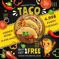 realista detalhado 3d tacos mexicano Comida Publicidades bandeira conceito poster cartão. vetor