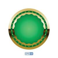 ouro quadro, Armação círculo em forma jade verde crachá eps10. vetor