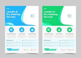 modelo de folheto de serviço de lavanderia. cartaz de serviço de lavanderia criativa. modelo de folheto de serviço de limpeza de lavanderia vetor