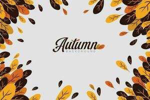 outono fundo com marrom, laranja, e amarelo tons folhas cercar a quadro. Claro branco fundo paisagem, cabeçalho, e cartão. vetor