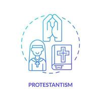 protestantismo azul gradiente conceito ícone. reforma impacto em religião. cristão Igreja tipo abstrato idéia fino linha ilustração. isolado esboço desenhando vetor