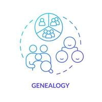 Genealogia azul gradiente conceito ícone. família membros relação. genealogia. genogramas uso abstrato idéia fino linha ilustração. isolado esboço desenhando vetor