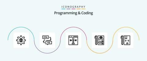 programação e codificação linha 5 ícone pacote Incluindo desenvolver. nuvem. fluxograma. programação. desenvolvimento vetor