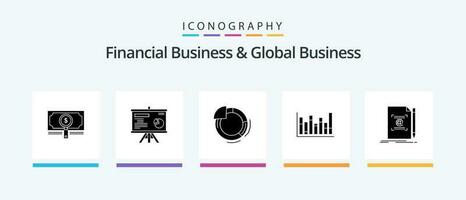 financeiro o negócio e global o negócio glifo 5 ícone pacote Incluindo . acima. gráfico. linha. gráfico. criativo ícones Projeto vetor