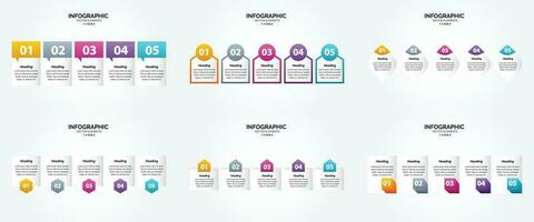 conjunto de design plano de infográficos de ilustração vetorial para folheto publicitário e revista vetor