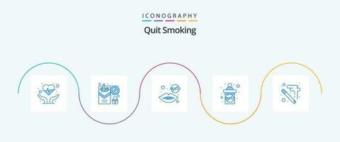 Sair fumar azul 5 ícone pacote Incluindo fumar. não. dentista. assistência médica. mulheres vetor