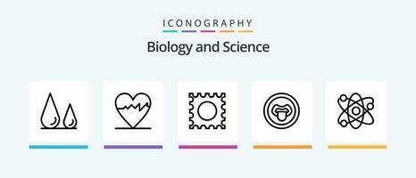 biologia linha 5 ícone pacote Incluindo gesso. médico. coração. gotas. laboratório. criativo ícones Projeto vetor
